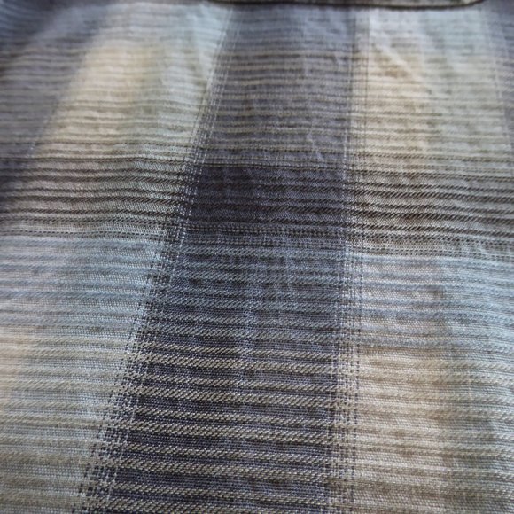 VAN HEUSEN MENS BLUE WHITE CHECKERED PATTERN PRINT SHIRT (PRE-OWNED) LARGE - Picture 5 of 7